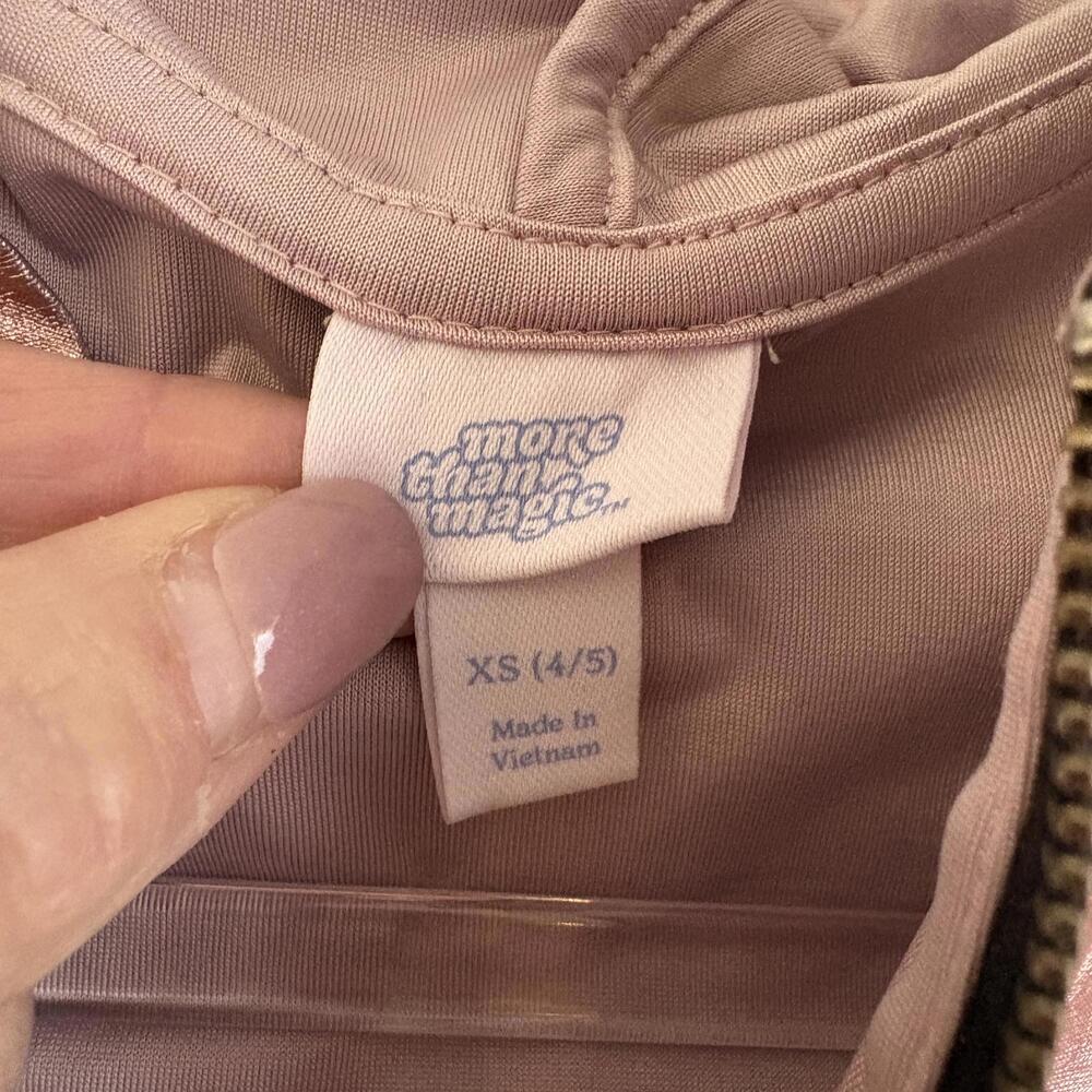 More Than Magic | Girls Metallic Pink Lightweight Spring Zip Up Jacket Hood XS - Picture 5 of 8